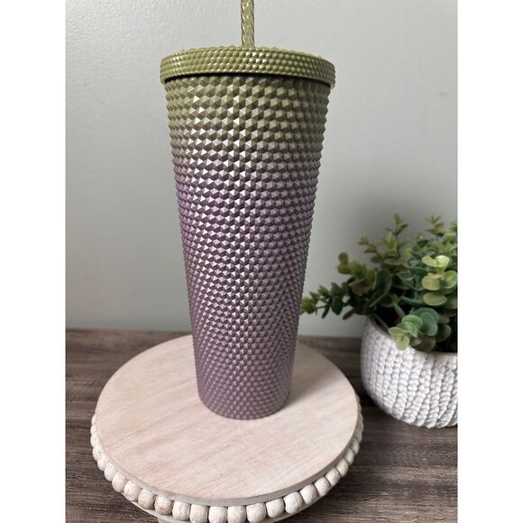 New Starbucks Fall 2024 Green Purple Ombre Metallic Studded Tumbler 24 oz Venti - Picture 3 of 6